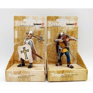 Retired Schleich Knights Crossbowman #70007 & 70037 Foot-Soldier with War Hammer